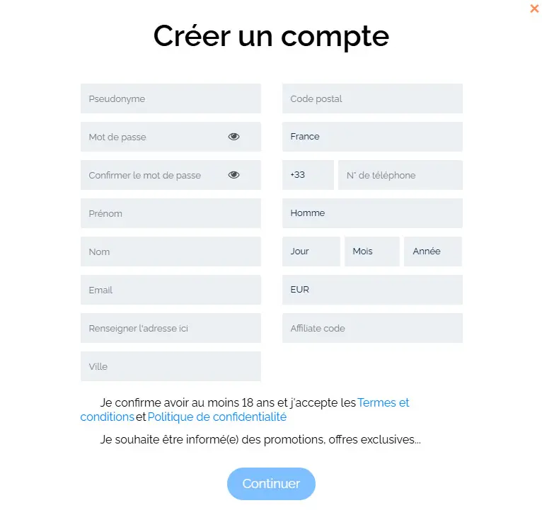 Processus d'inscription ABUKING CASINO