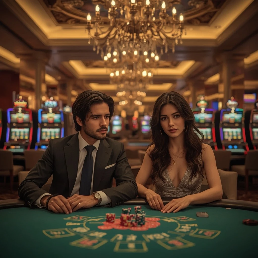 Deux joueurs de poker dans un ABUKING CASINO